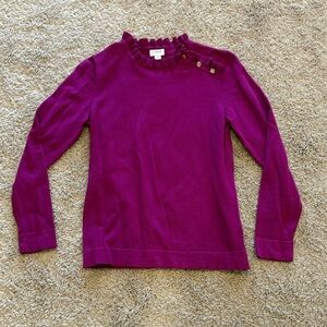 J. Crew Factory Purple Ruffle Neck Sweater
